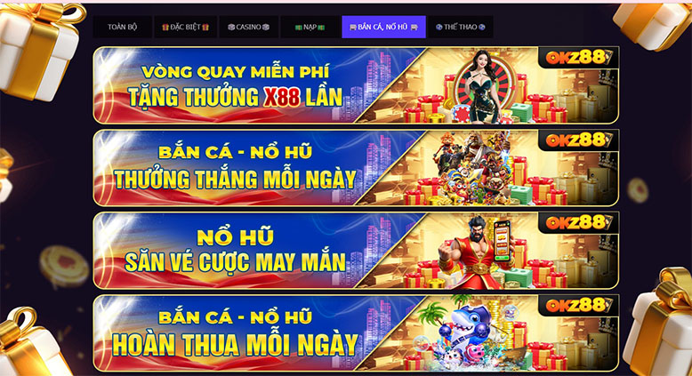 Khuyến mãi hấp dẫn dành riêng cho game bắn cá OKZ88