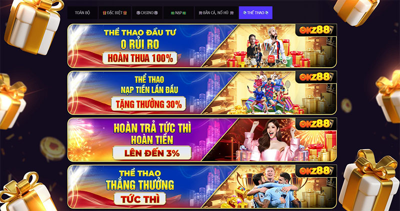 Khuyến mãi hấp dẫn tại thể thao OKZ88